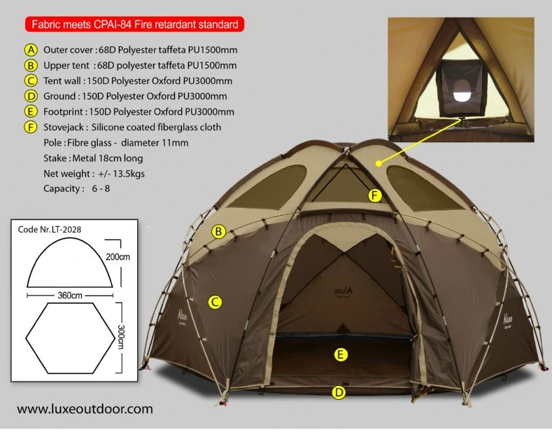 Luxe Outdoor Hercules W/stove Jack 8p Tent 6 Luxe Outdoor Hercules W/stove Jack 8p Tent - Billede 4